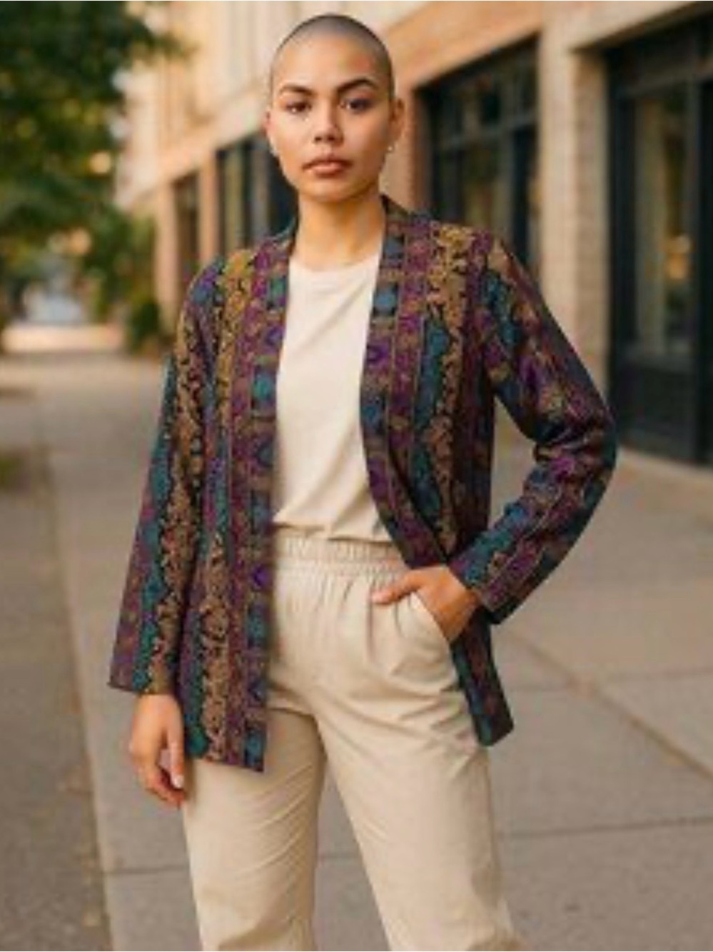 RVCA NWT Patterned Open-Front Reversible Women's Jacket - Multi And Black